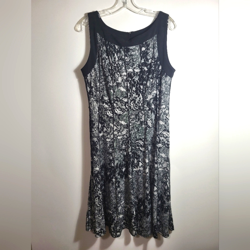 Glamour Black and White Sleeveless Dress women's 16 #2548